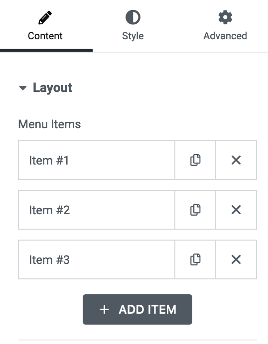 Elementor mega menu configuration step 1.